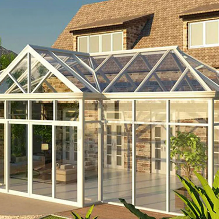 Energy Saving Aluminum Glass Sunroom Customized Winter Garden Greenhouse Sliding Open Style Steel Triangle Waterproof Hotels