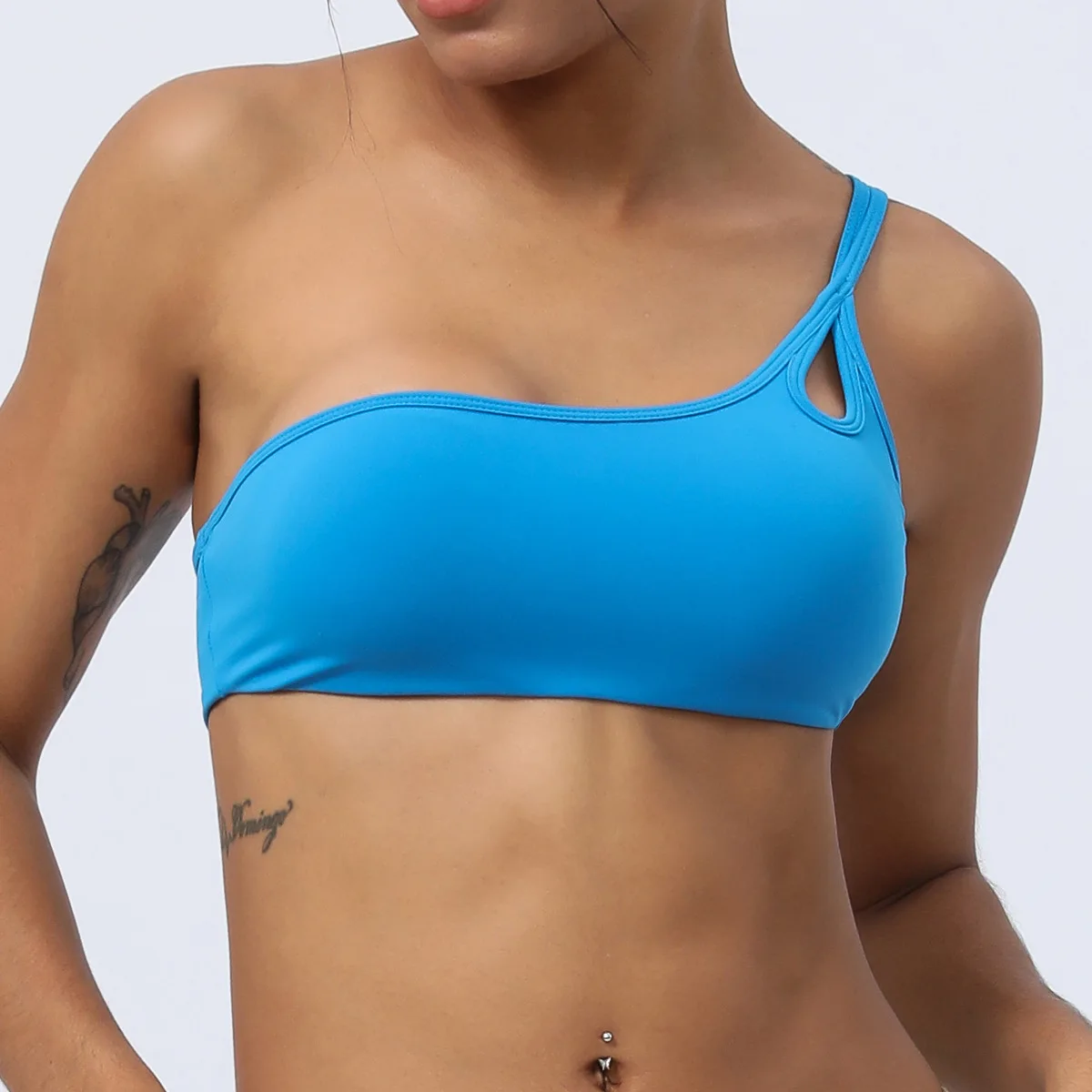 Single Shoulder Strap Yoga Bra Fitness Running Bra Shockproof Sports Vest With Chest Pad Yoga Women XXL Sexy Sports Bra