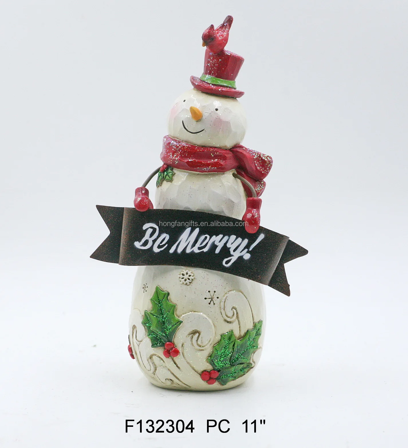 Polyresin Christmas Decor For Home Resin Snowman Hold Be Marry Sign Figurines