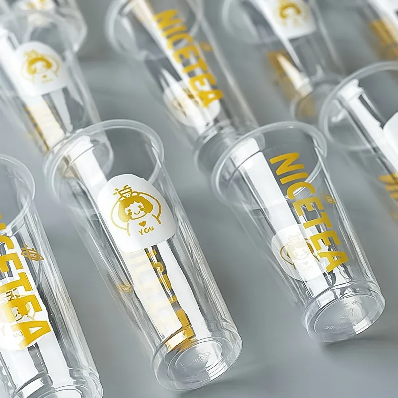Printing environment-friendly disposable transparent plastic cup Blister cup bubble tea coffee plastic PP cup with lid