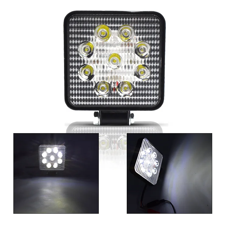 Factory direct style 9-36V Square aluminum 4inch 27w led work light for truck tractors offroad atv OEM laser logo
