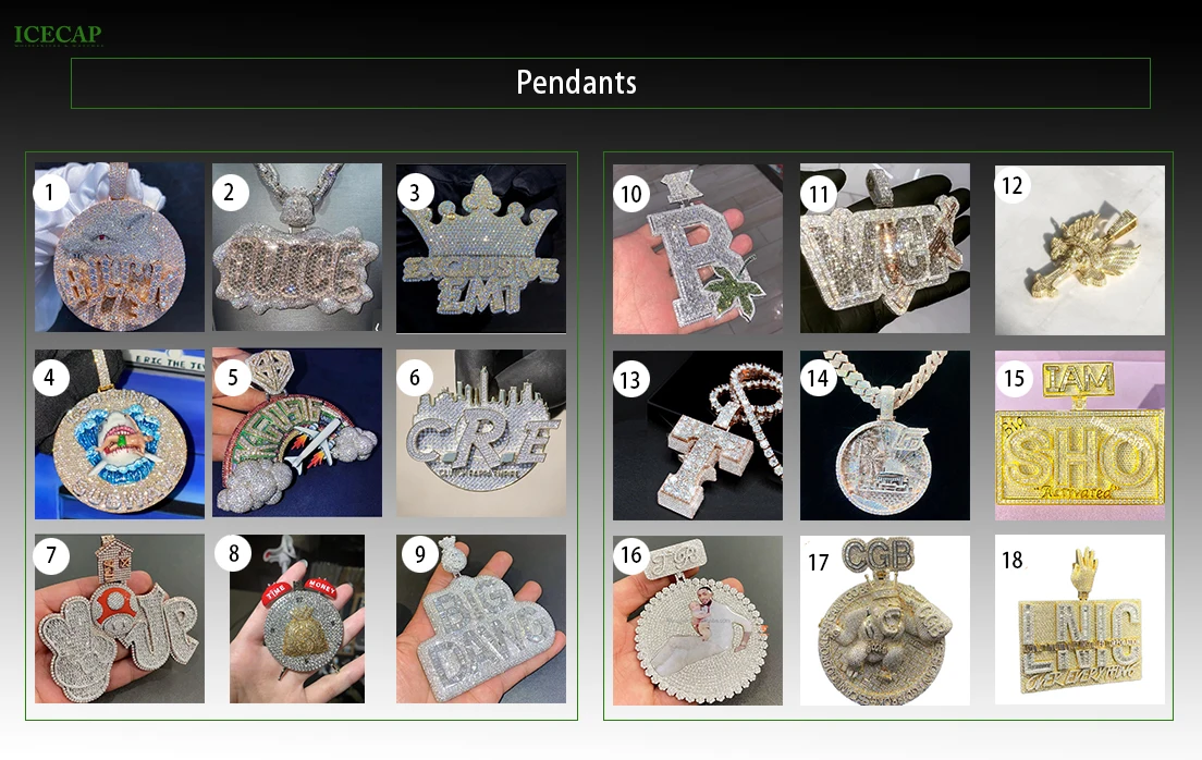 Iced Out Name  Letter Custom Pendant 925 Silver Baguette VVS Moissanite Diamond Pendant Hip Hop Fine Jewelry Pendant