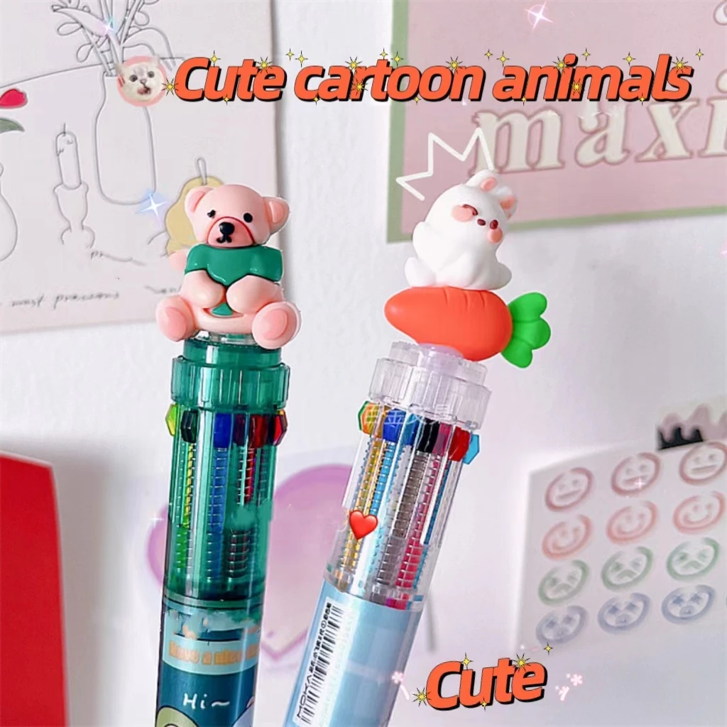 New cute color cartoon ballpoint pens with custom logo  Multi-functional student press ballpoint pen