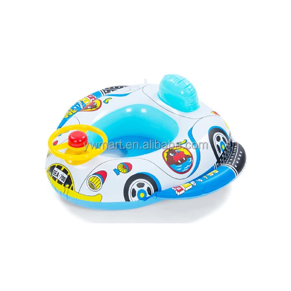 Hot sell Steering wheel baby swim float with safety seat Pool Float Ring car inflatable baby float