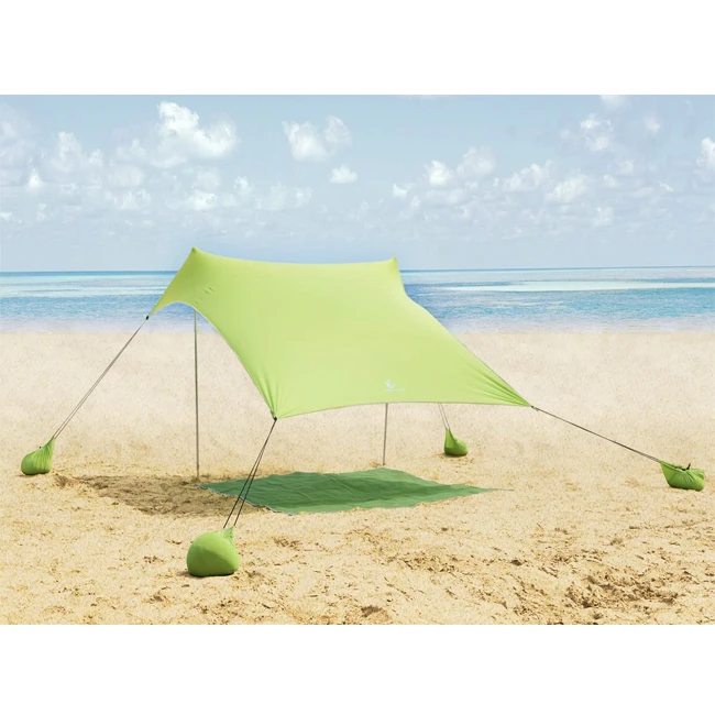 Beach Awning Tent Sun Shelter Lightweight with Anchors Sandbags Beach Sunshade for Camping Fishing Hiking Beach Picnic