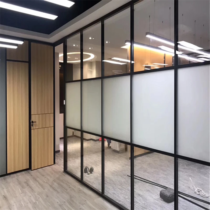 Streamlined and elegant appearance High Wall Fully Glazed office toughened glass frame aluminium wall partition