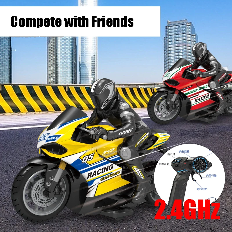 1:10 2.4GHz Electric Kids Toys High Speed Racing Motorbike RC Car Rotation and Drift Remote Control Motorcycle