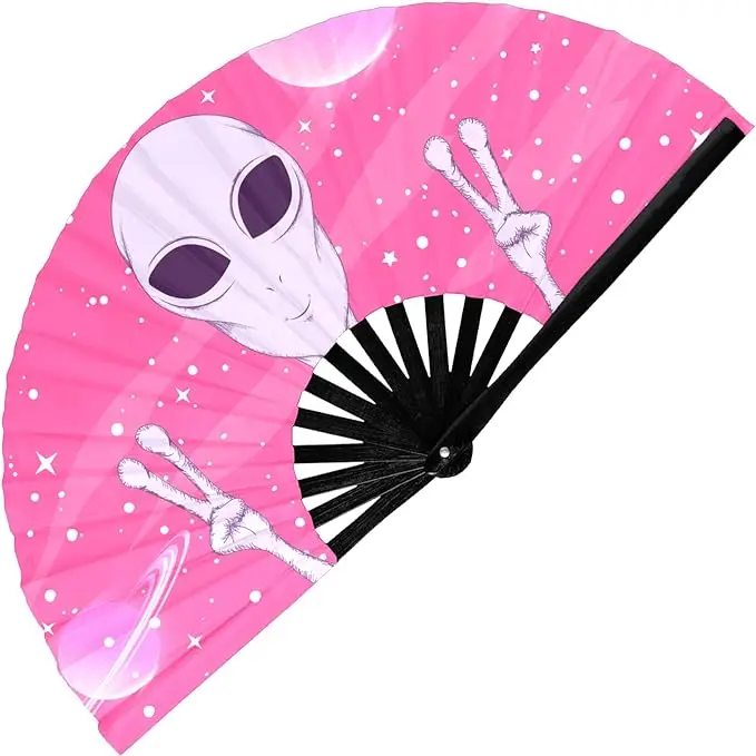 Large Bamboo Folding Hand Fan For Rave Parties Festivals Fairy Weddings Louder Sound Clicking Handcrafted Bamboo Crafts