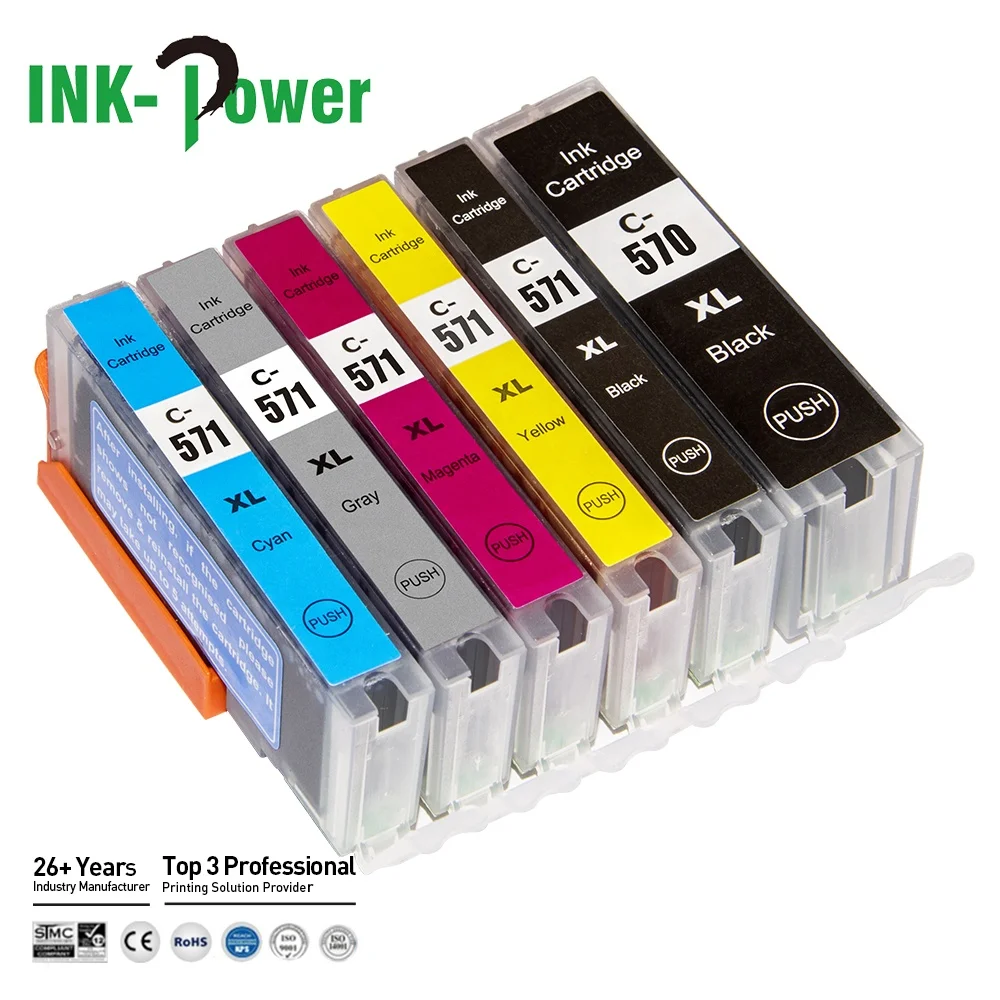 INK-мощность PGI 570 CLI 571 XL PGI-570 PGI570 CLI571 CLI-571 Совместимость Цветной струйный картридж с чернилами для Canon Pixma MG2540S MG5750