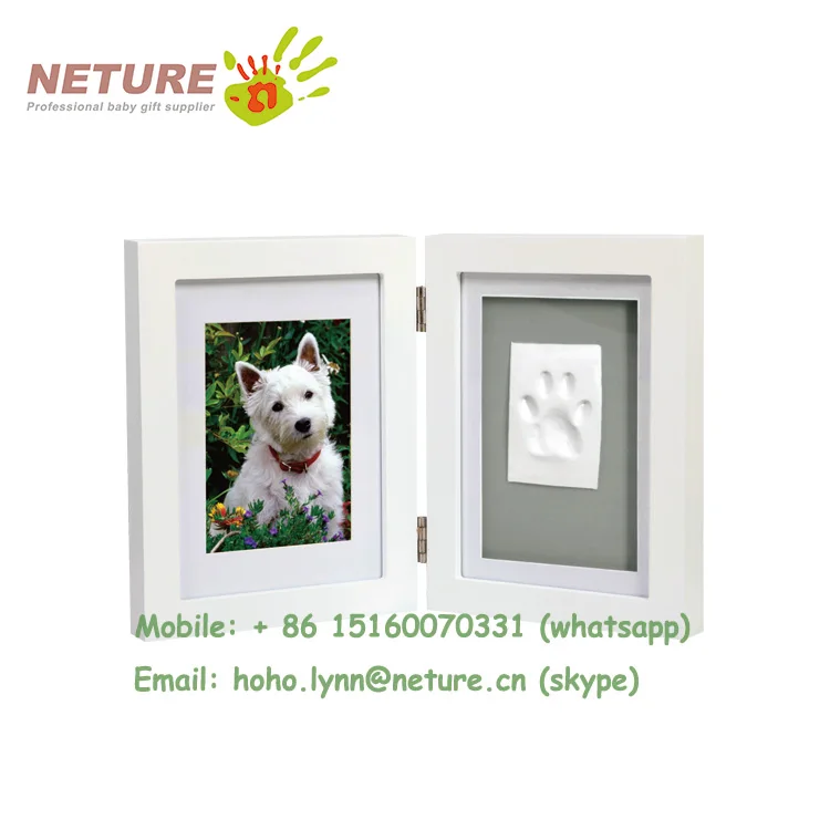 Custom pet paw print impression kit clay memoria dog cat photo frame