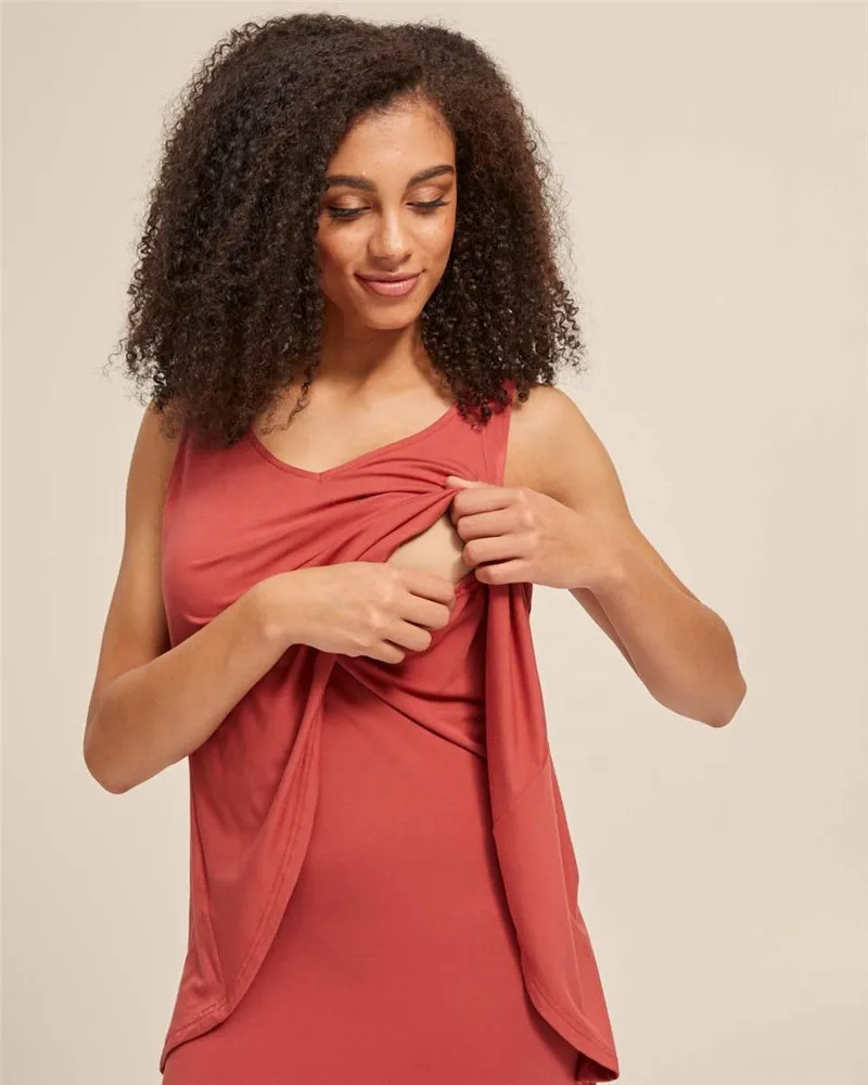 Wholesale Hot Sale Soft Breathable Maternity Clothing Nursing Friendly Women Casual Breastfeeding Bamboo Nursing Dress