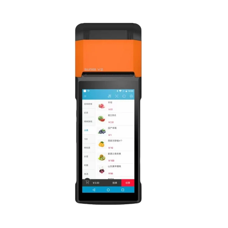 Pos программное обеспечение системы чековый принтер кассовый аппарат с сенсорным экраном портативный Android 7 1 POS терминал V2