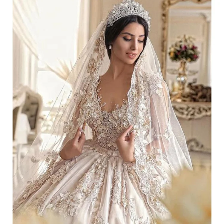 Женское кружевное скромное свадебное платье со съемным шлейфом больших размеров со съемным шлейфом, роскошное свадебное платье