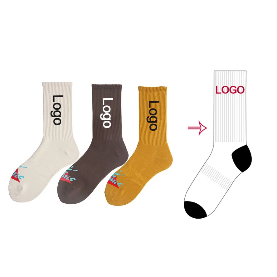 
YY-006 Design And Made Your Own Brand Custom Unisex Crew Socks Men Custom Socks Custom Logo 