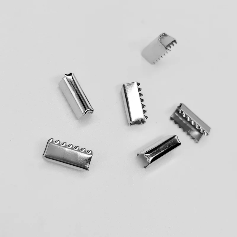 metal crimp for flat lace lanyard clip cord end tip aglets metal tip belt aglet end clips