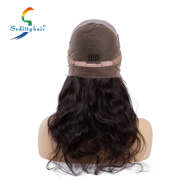 Overnight shipping glueless baby hair body wave 100% peruvian wig human hair full lace wig