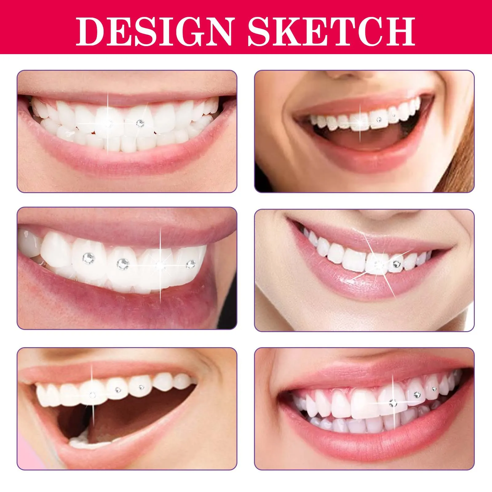 Jaysuing Tooth Gem Kit Tooth Embellish Glitter Stick Spice accessories Easy to remove easy to install Crystal dental drill