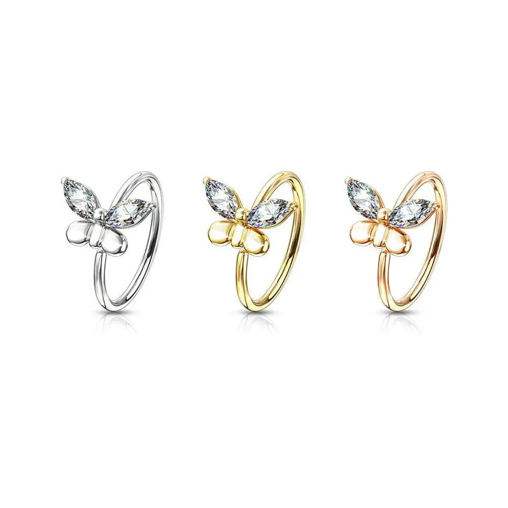 Butterfly Nose Hoop Ring Cartilage Tragus Earrings