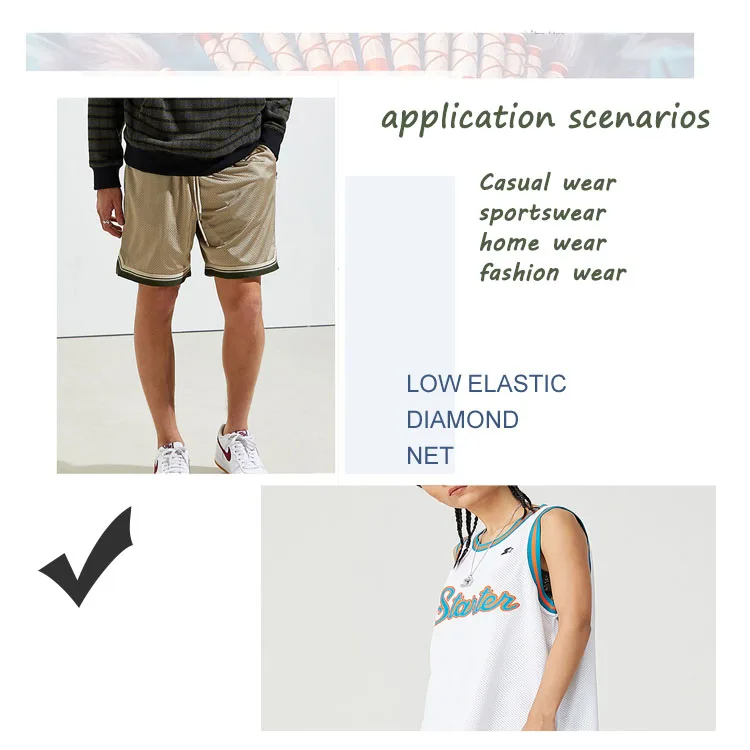 Top-ranking Manufacturer Polyester Net Mesh 100 Polyester Tricot Fabric Recycled Activewear Sports Shorts Woman Fitness