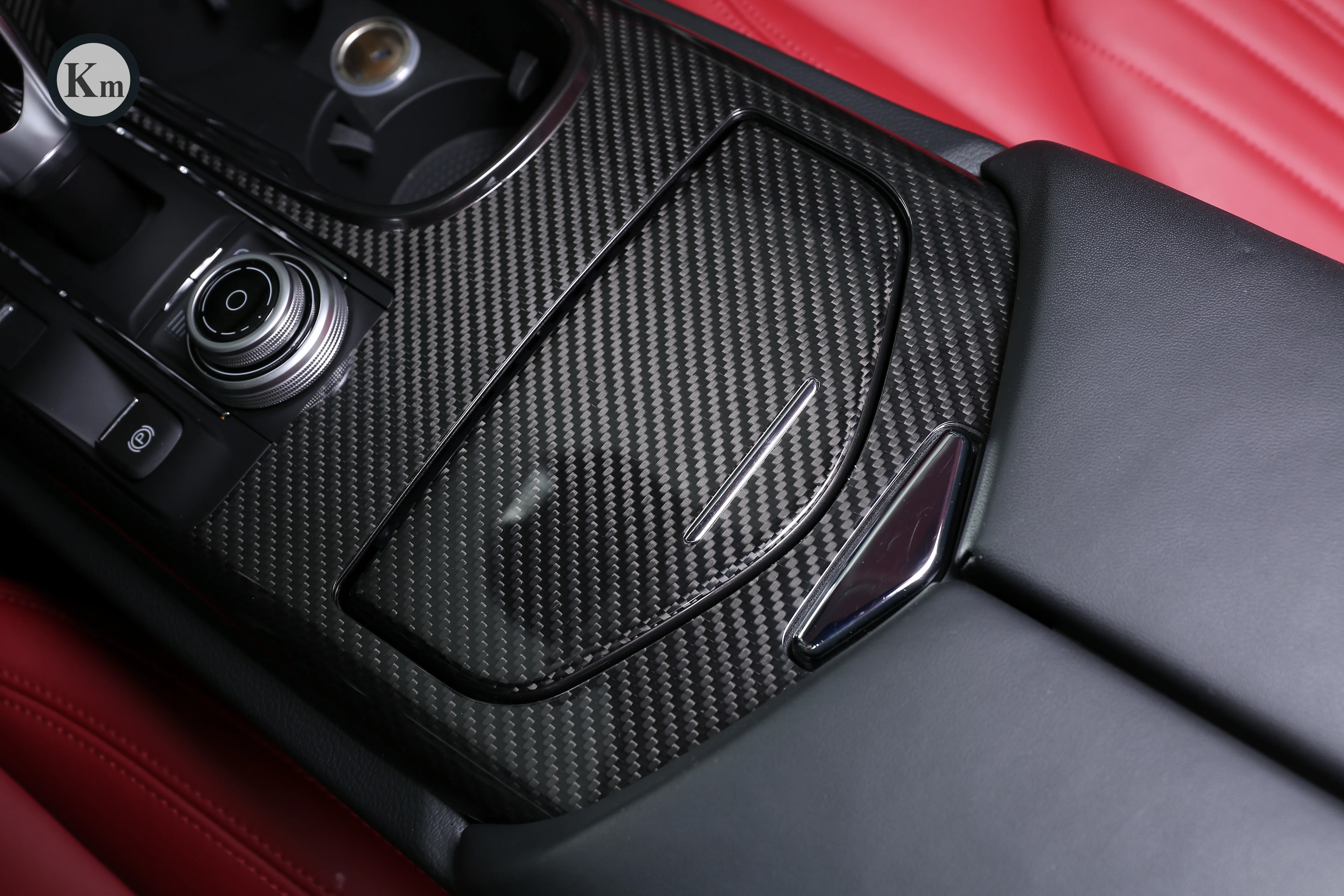 KM  For  Maserati Ghibli  M157 carbon fiber interior dashboard panel trims  paste type 2017-up lower-version 6pcs