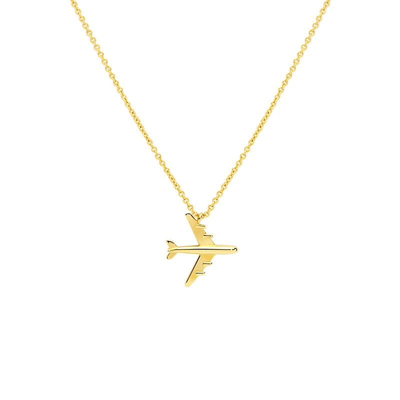 CANNER Minimalist Delicate In Stock 925 Sterling Silver Dainty Gold Plated Airplane Pendant Necklace