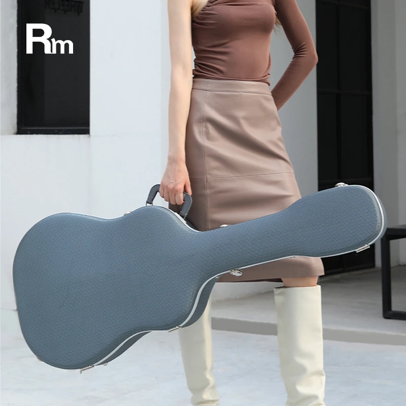 RAS-D-SG RM Rainbow High Quality Custom Shaped Guitar Hard Case Acoustic Classical ABS Guitar Case Grey Blue Guitar Case