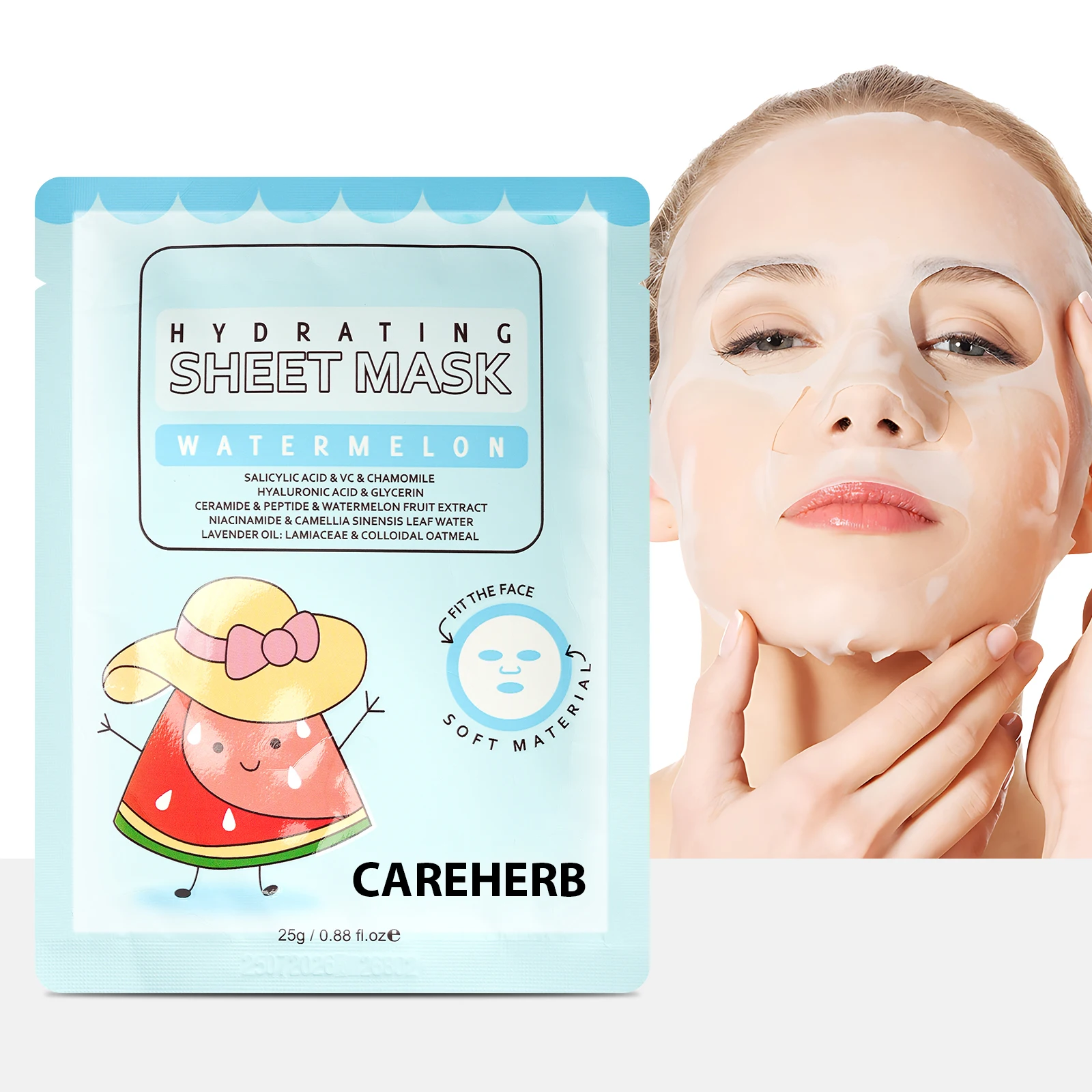 Best Selling Korean Collagen Face Sheet Maskss beauty Firmer Fuller Watermelon Beauty Whitening Moisturizing Facial Mask