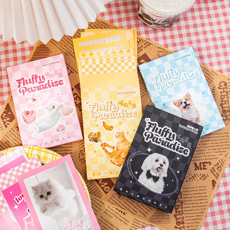 Mr. Paper 4 Design 20Pcs/Box Postcard Kawaii Animal Series Colorful Cartoon Cat and Puppy Postcard for Kid DIY Decoration