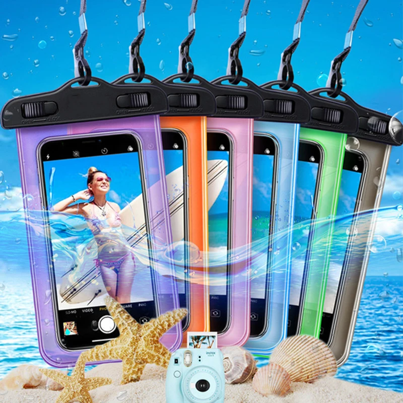 Wholesale TPU PVC Waterproof Mobile Phone Bags with Strap for Cell Phone