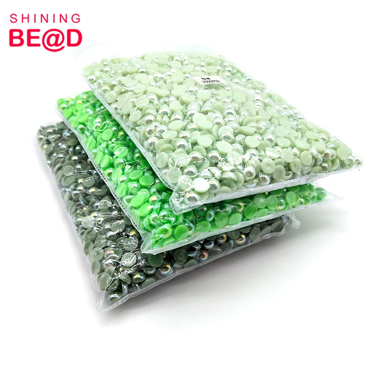 Wholesale Shiny 8 mm Multi Colors Flat Back Beads Glue On Nail Art Half Round Plastic Pearls For Jewelry Making DIY Decoration