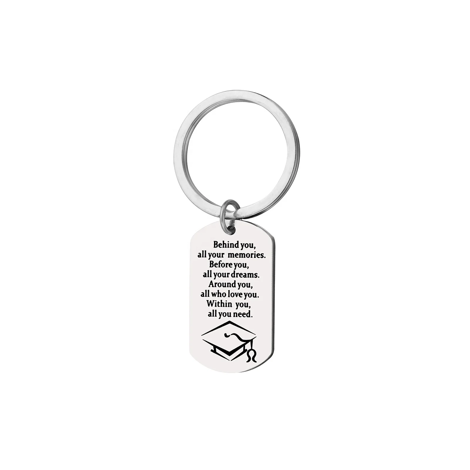 
High Quality Stainless steel key chain Custom lettering metal plate keychain wholesale Fashion decoration keyring 