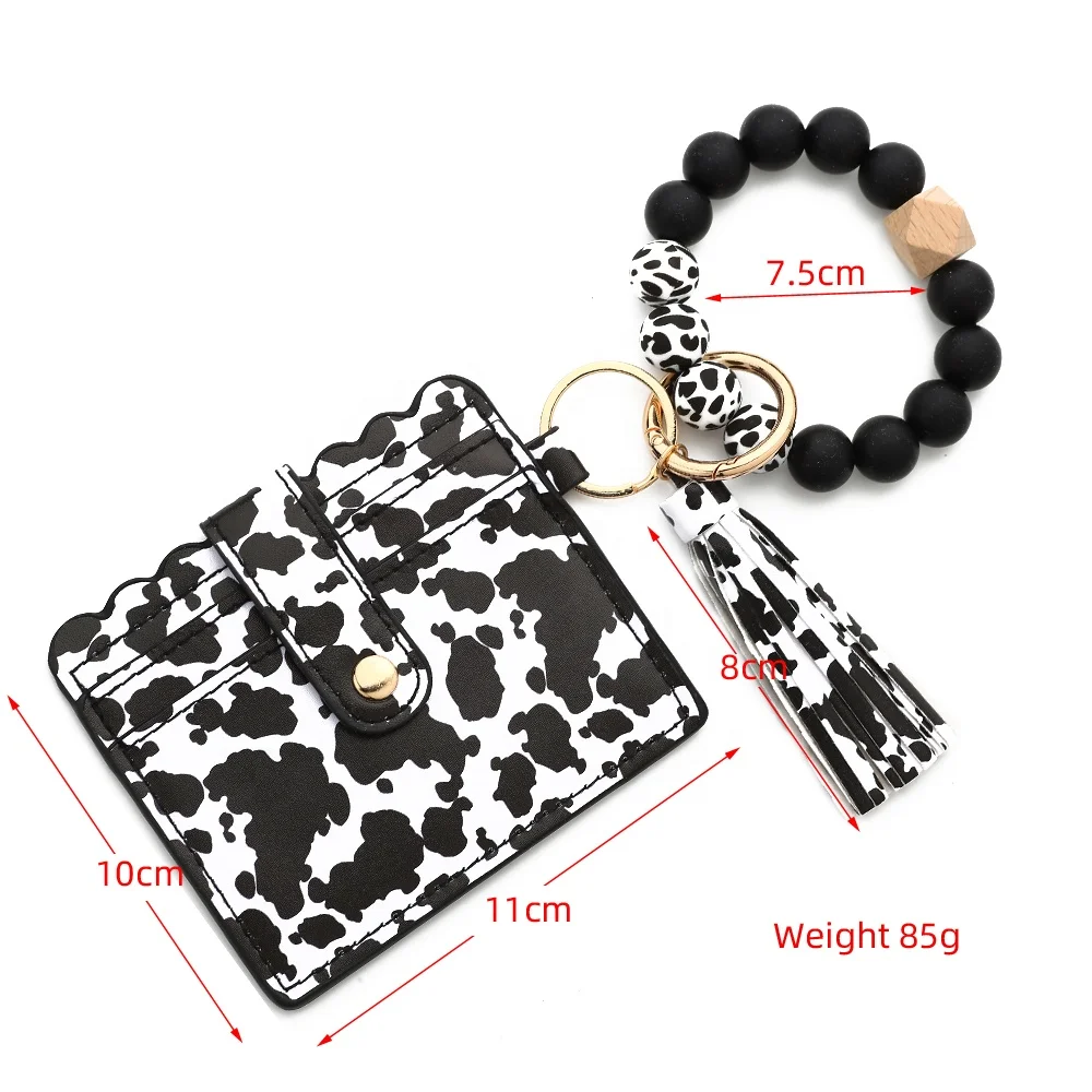 New Silicone Bead Card Bag Holder Western Style Bullhead Sunflower Bracelet Card Bag Women Wallet Keychain