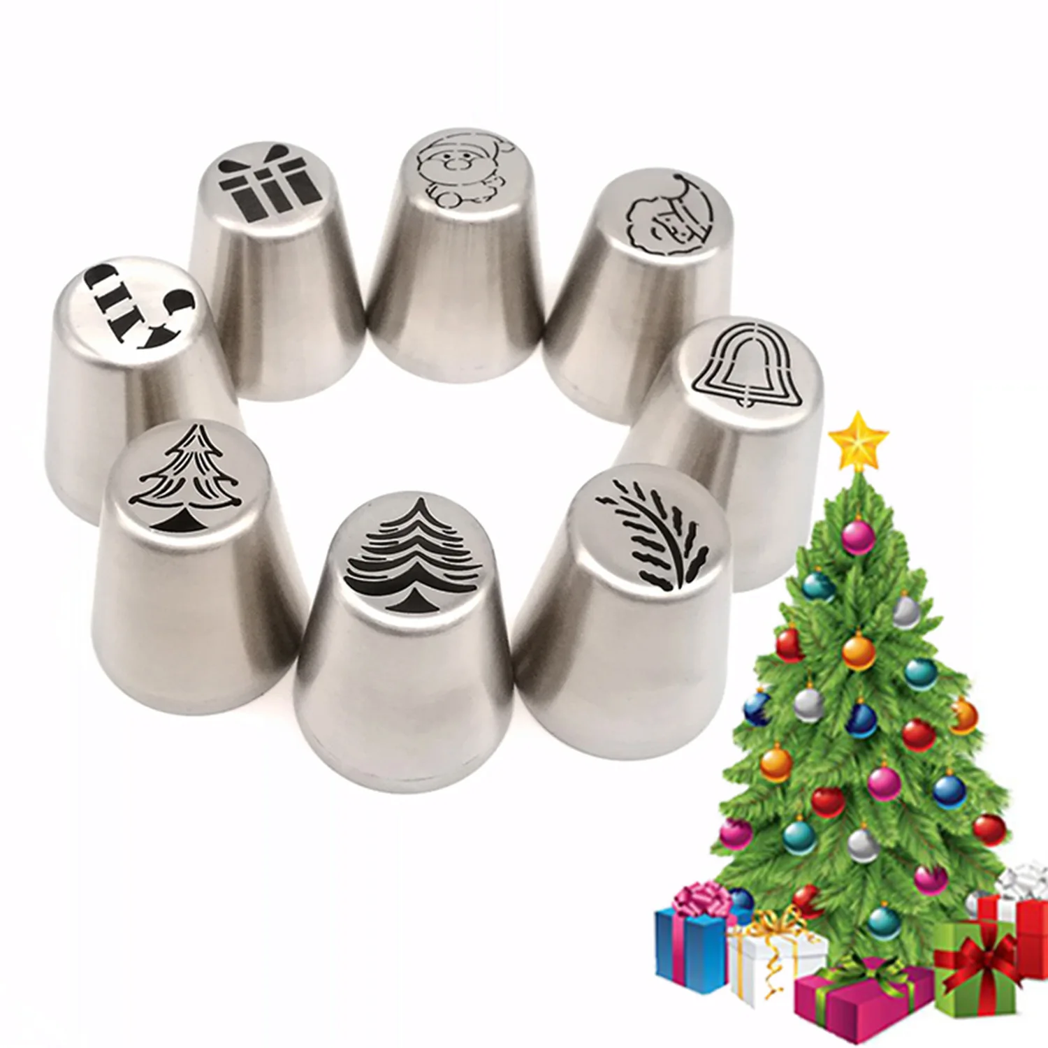 Wholesale Cake cookie Decorating Tools Stainless Steel Russian Icing Piping Nozzles Tips Set Christmas Nozzles Piping Tips