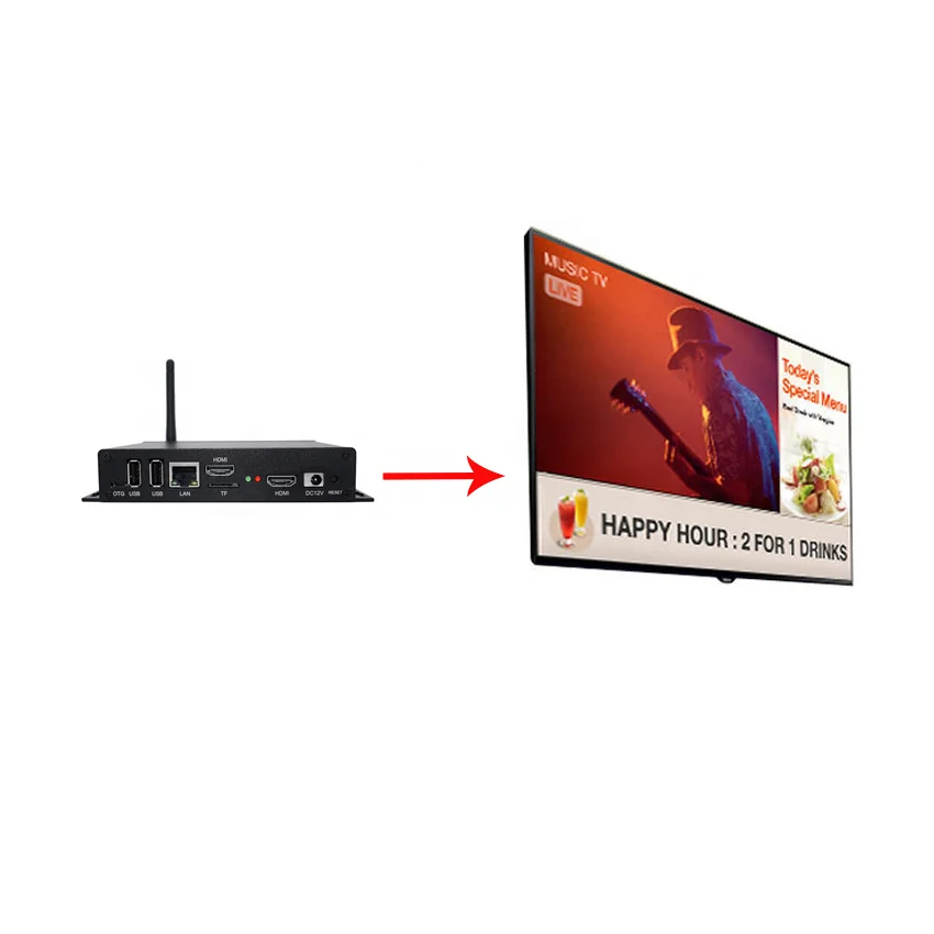 digital signage android based advertising media player with live TV function