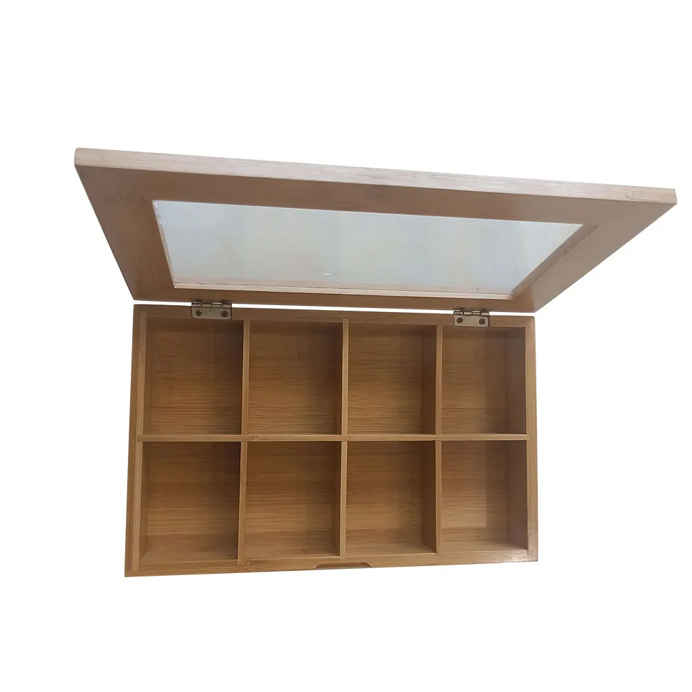 
Wholesale Bamboo Tea Bag Box Wood Tea Storage Tin Box With Clear Lid 