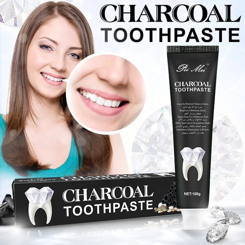 
Charcoal & Organic Coconut Oil Teeth WHITENING Toothpaste Black Tooth Paste 