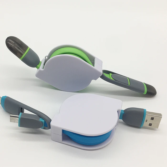 SHANPIN 2IN1 Retractable cable 1M 3ft 2a self tractable usb cable l