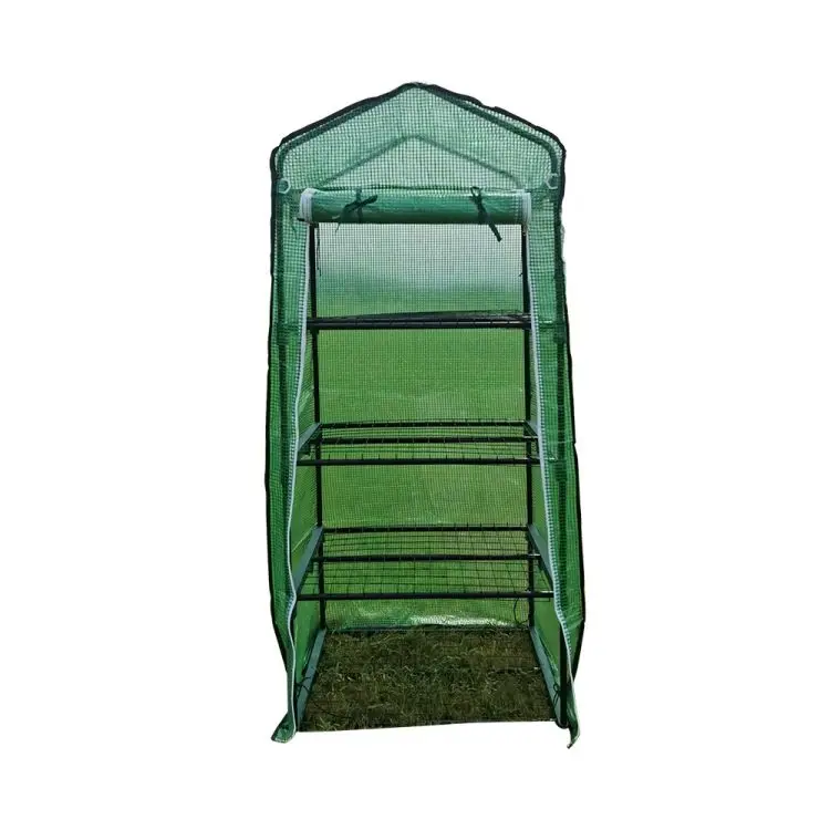 Outdoor 4 tier Portable Gardening Shelves PVC Cover Small Porch Green House Mini Greenhouse for Growing Plants Flowers