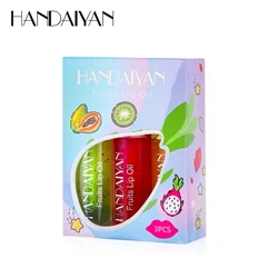 HANDAIYAN Moisturizing Fruit Lip Oil Light-colored Lip Balm 3 Pcs Set Vegan Formula Makeup Cosmetics