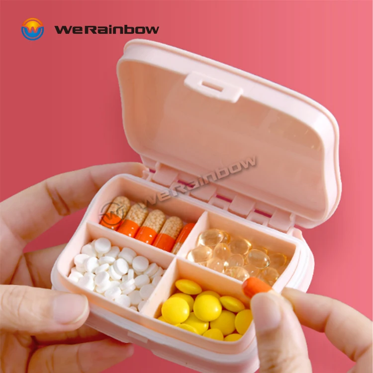 Mini 4 Compartments Plastic Pill Case Pocket Size Medicine Case Promotion Pill box
