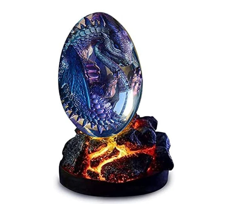 Вулканической лавы яйцо дракона мечта с украшением в виде кристаллов Смола прозрачный Дракон яйца Хэллоуин Декор Коллекция дракона фигурки