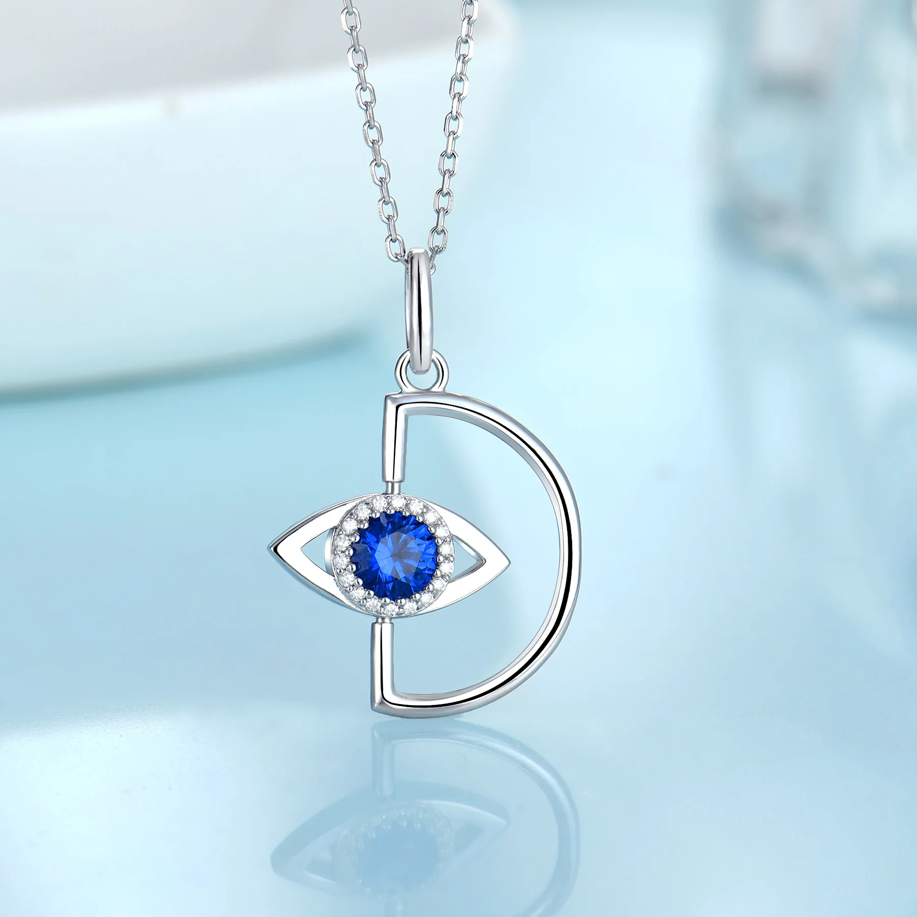 925 Sterling Silver Statement Heart Necklace Jewelry Custom Initial Letter D Blue Eviler Eye Pendant Necklace