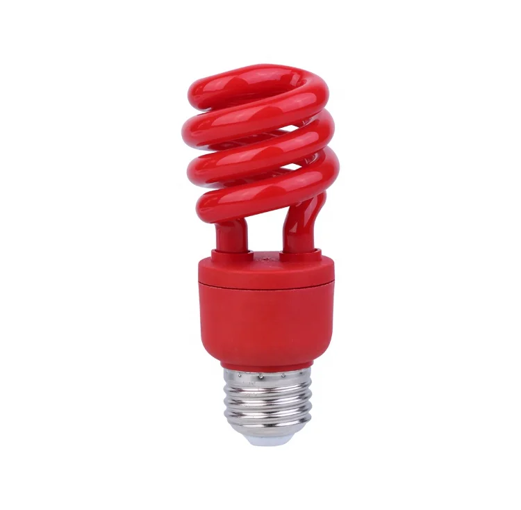 Рождественские украшения цветная флуоресцентная лампа FCC cETL ETL 120V E26 13W спиральная Люминесцентная энергосберегающая красного