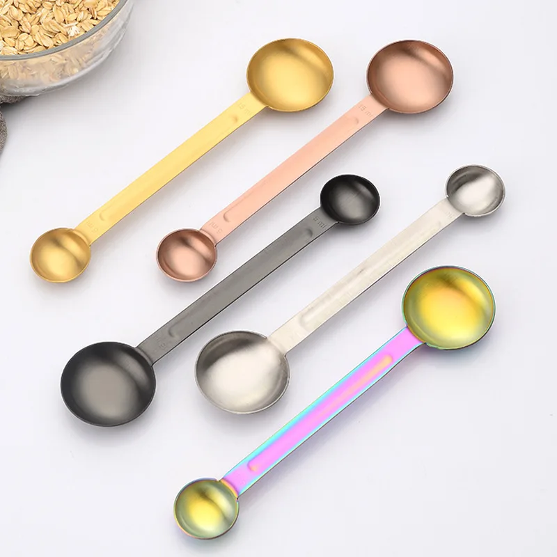 Double Head Stainless Steel Measuring Spoon 1 Tbsp 15ml And 5ml Coffee Scoop For Measuring