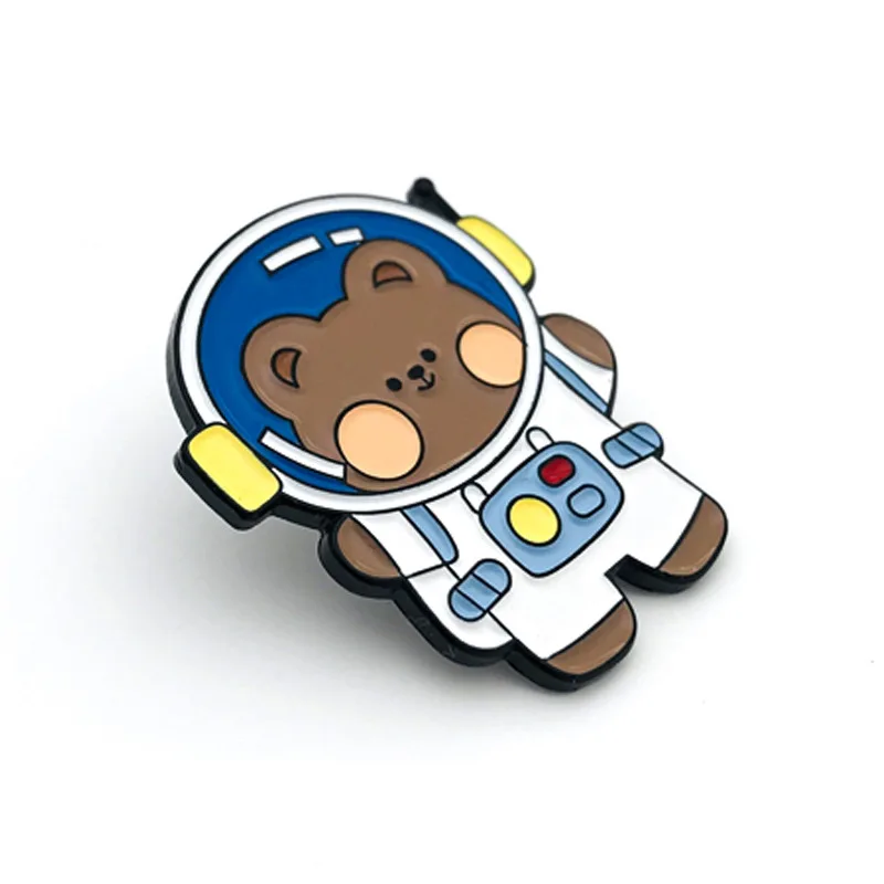 Custom black metal with rubber clutches flower soft enamel pin