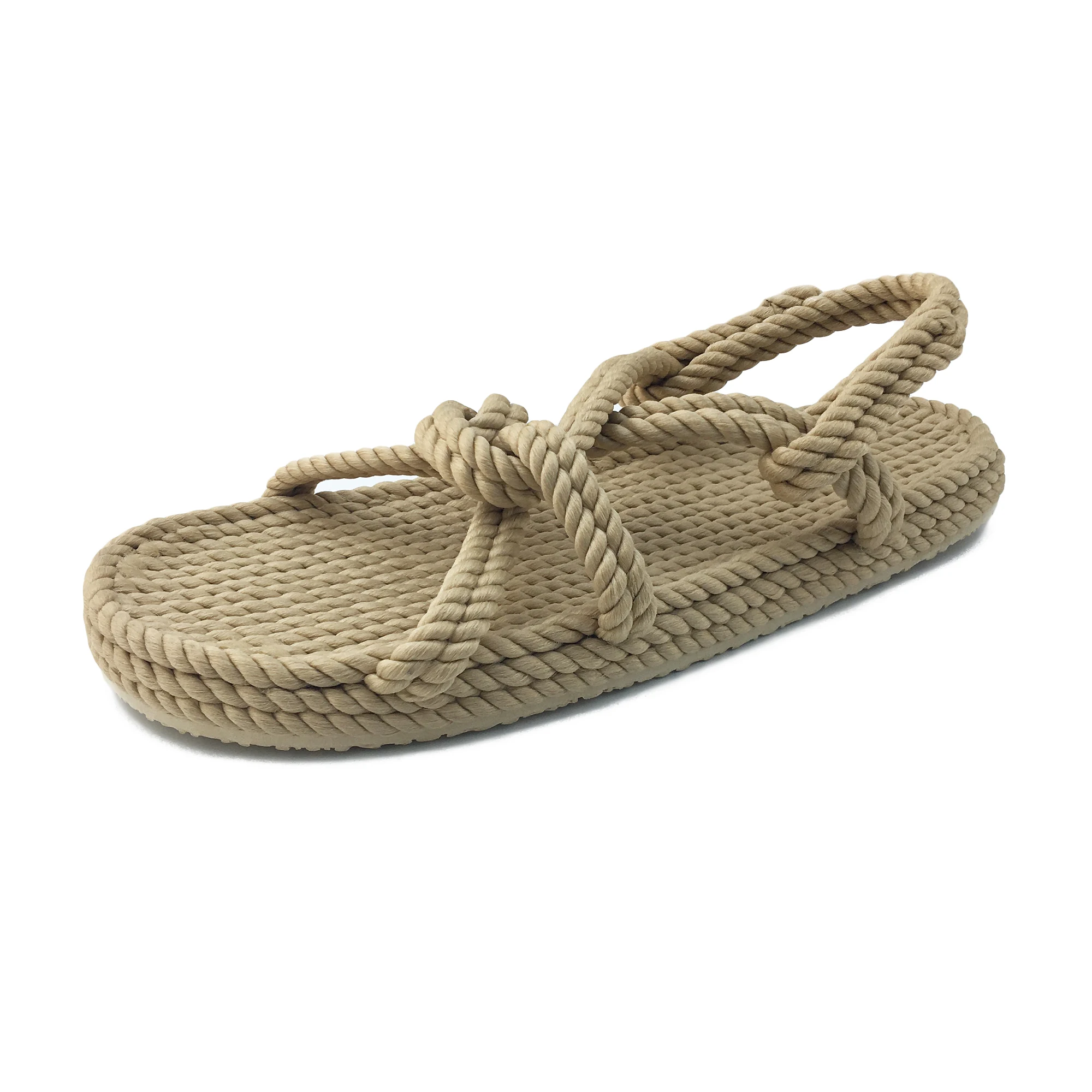 Summer unisex Handmade hemp rope lady sandals Crossover Strap Straw Rope Flat Shoes Sandals for women