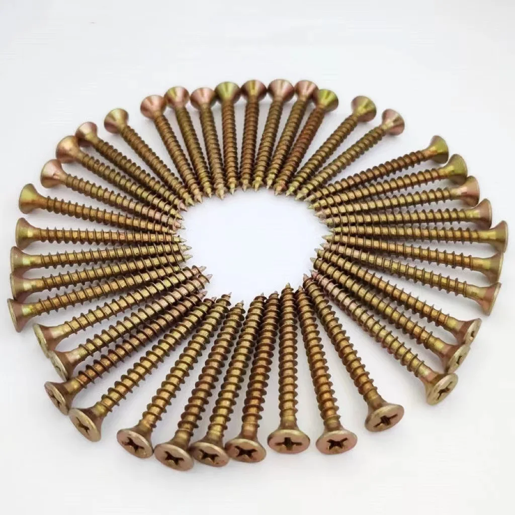 Оптовая цена желтый цинковый потайной головкой DIN7505 Harden MDF мебель Самонарезающий Саморез для ДСП производители винтов