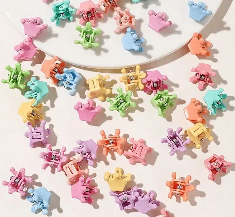 Cheap Hair Accessories 10pcs/set Mini Size Plastic Hair Claw Clip Colorful Multi Styles Flower Rabbit Crown Small Resin Hairgrip