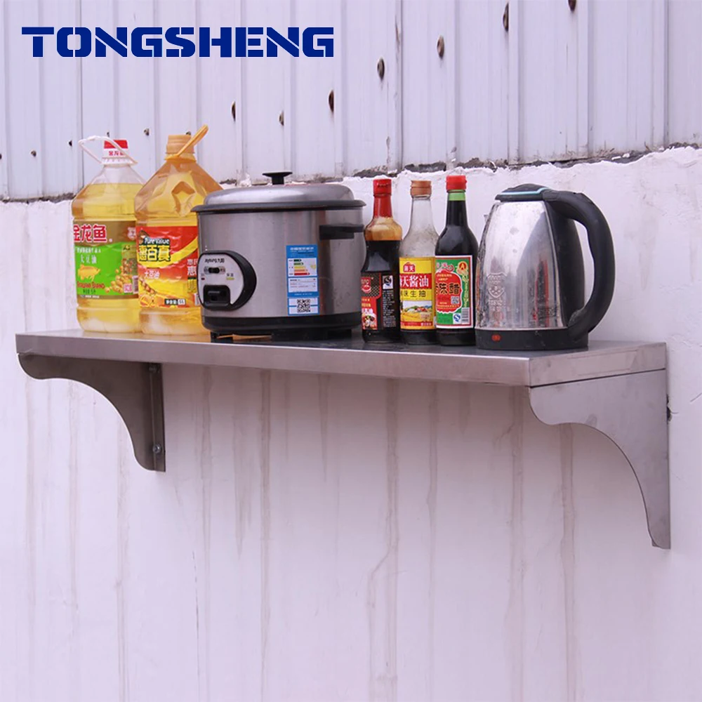 Factory Direct Single-Sided Stainless Steel Wall Mounted Shelf Light Duty Commercial Wall Mount Shelf High Quality Commercial