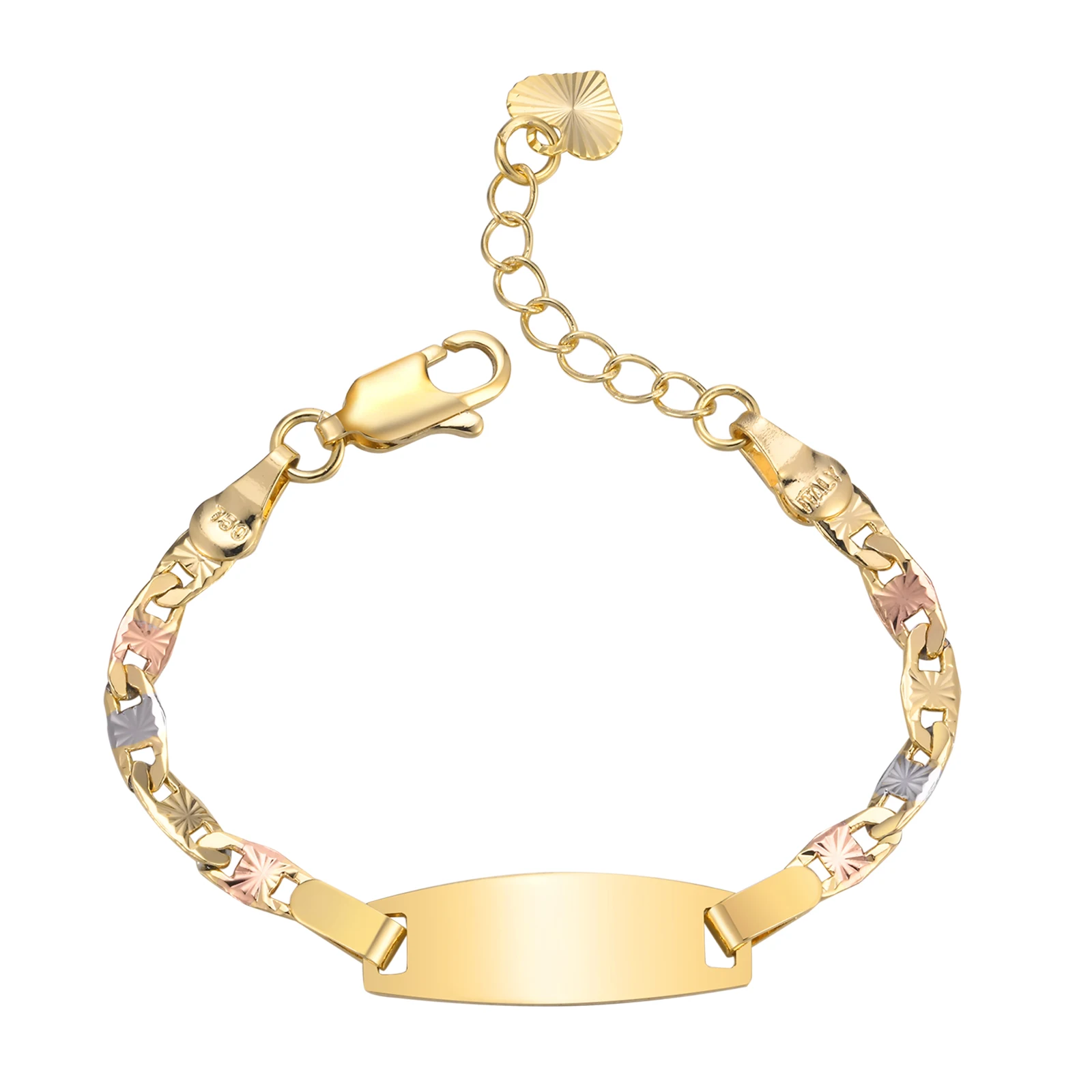 Vnox 2024 Fashion Copper Smooth Curved Brand Three Color Batch Flower Chain Children Bracelet